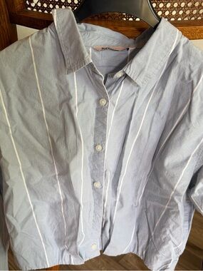 SO Light Blue and White Striped Casual Button-Down Shirt